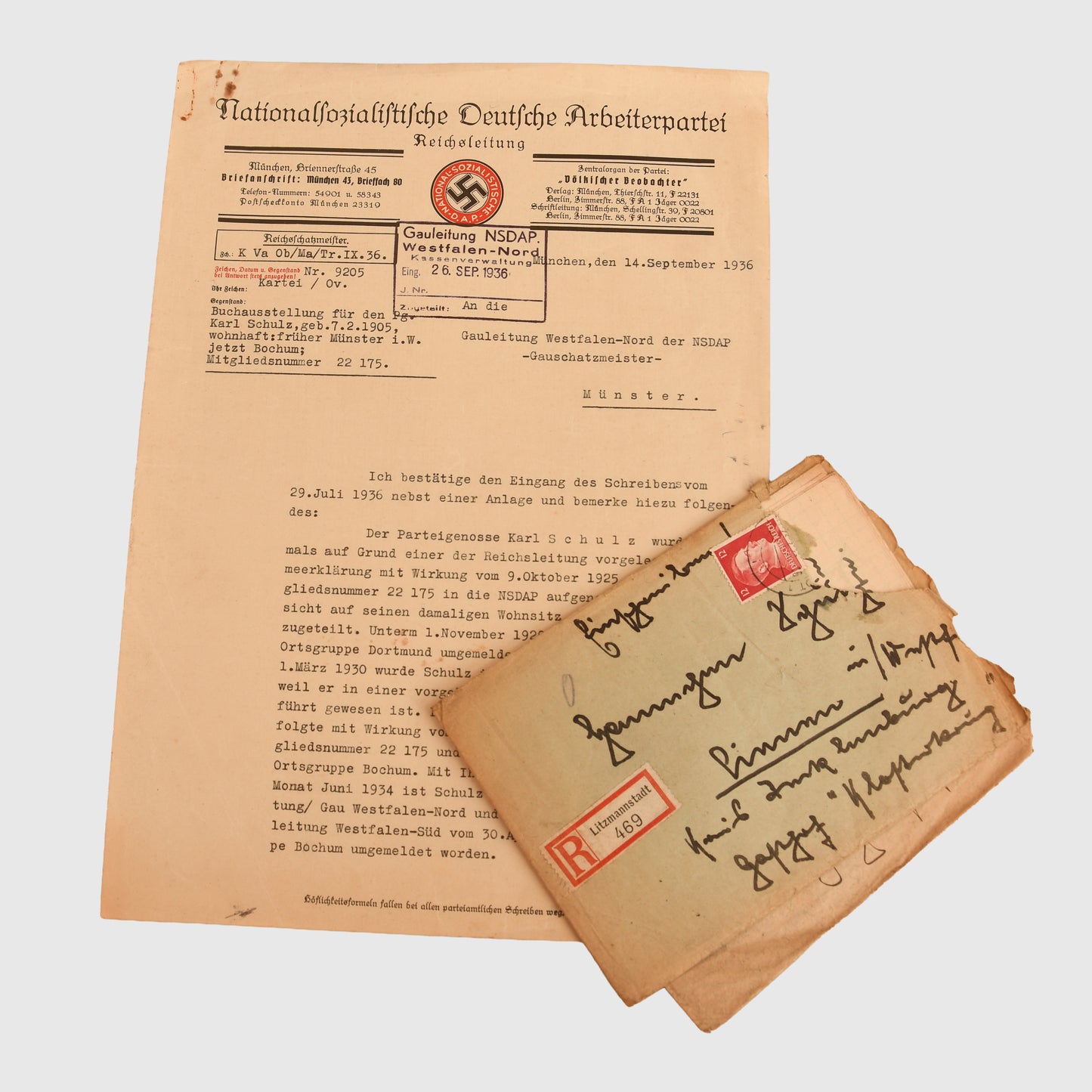 German WWII SS Obersturmbannführer Karl Schulz Document Grouping