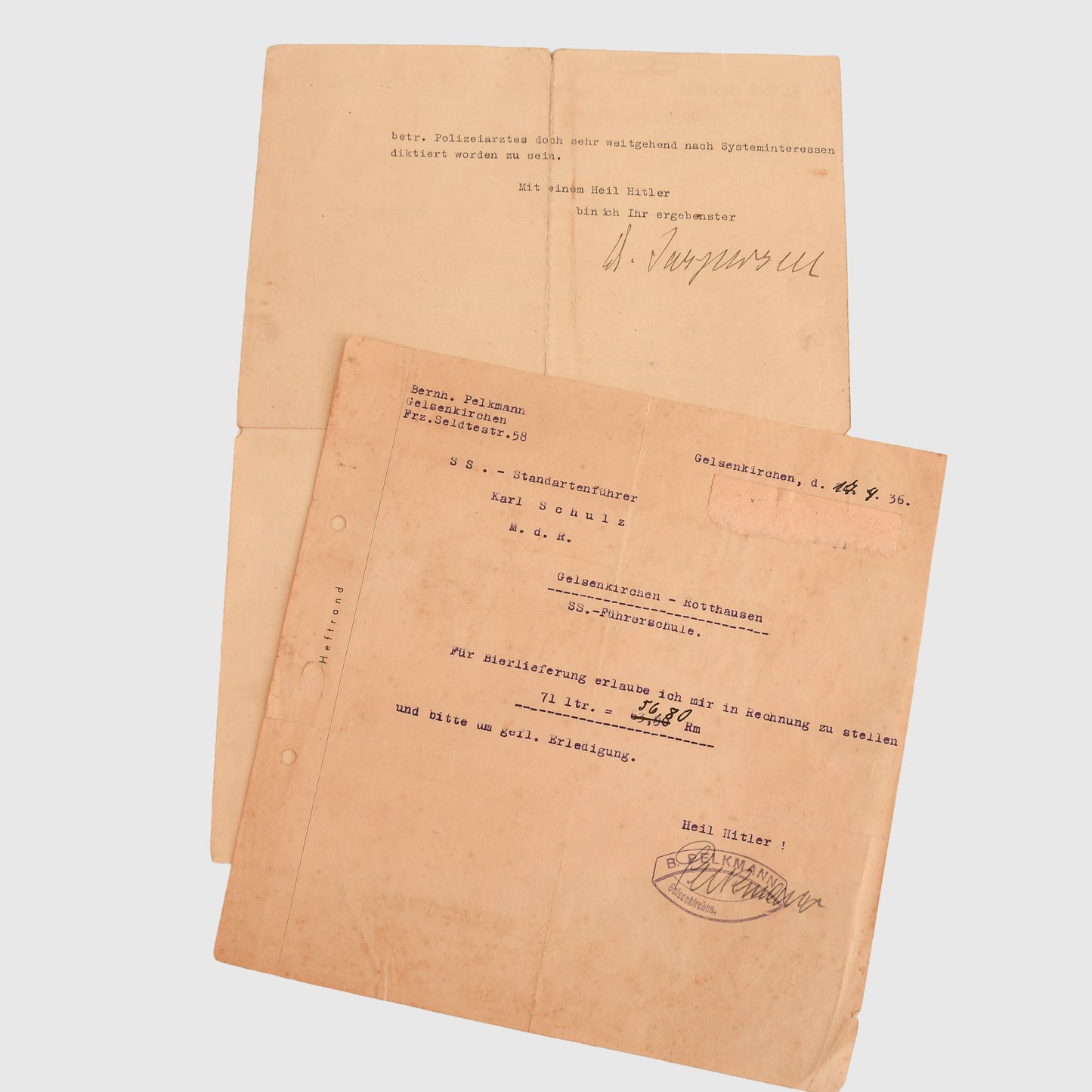 German WWII SS Obersturmbannführer Karl Schulz Document Grouping