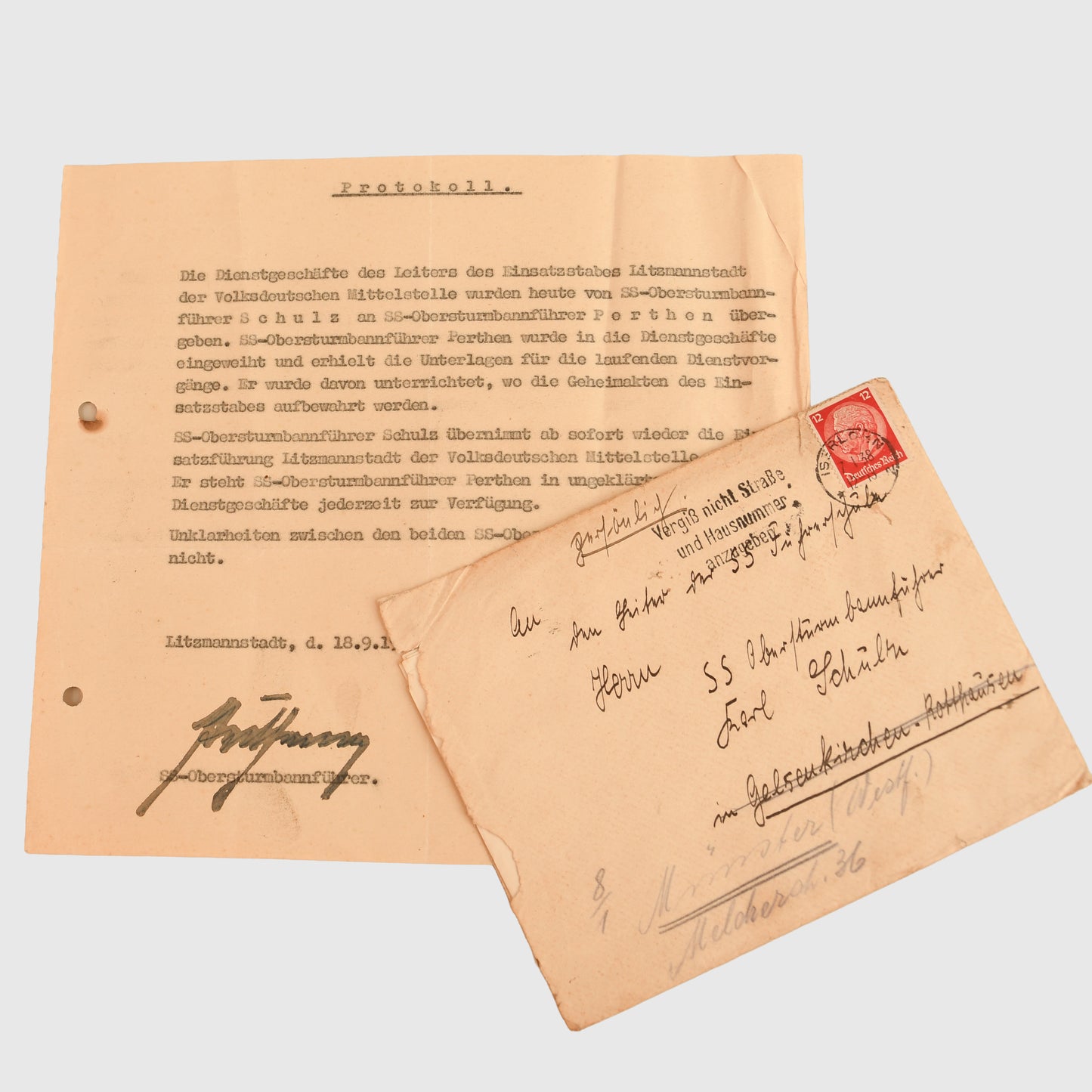 German WWII SS Obersturmbannführer Karl Schulz Document Grouping