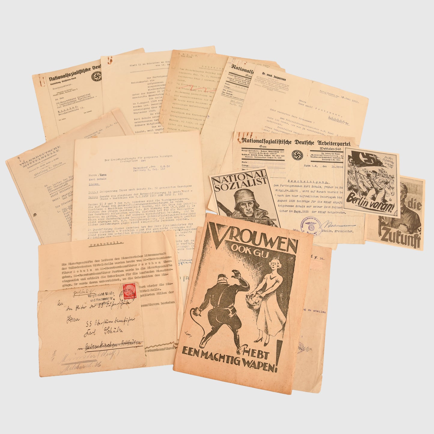 German WWII SS Obersturmbannführer Karl Schulz Document Grouping