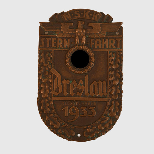GERMAN WWII NSKK EASTERN DRIVE BRESLAU 1933 PLAQUETTE