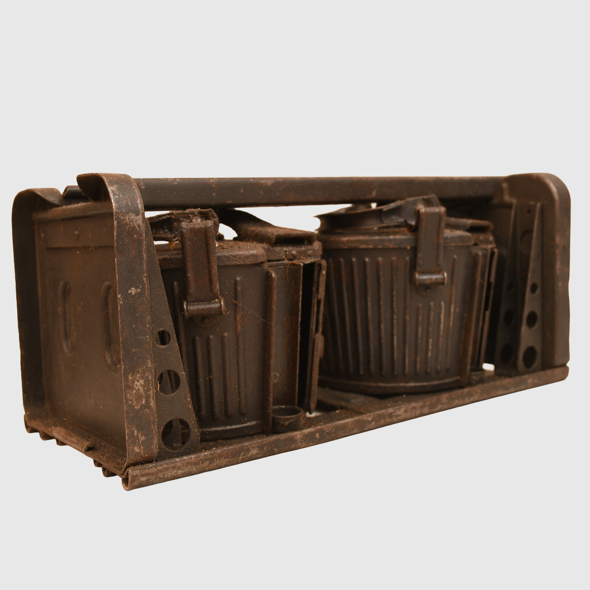 GERMAN WWII MG34 DOUBLE DRUM MAGAZINES AND CARRIER