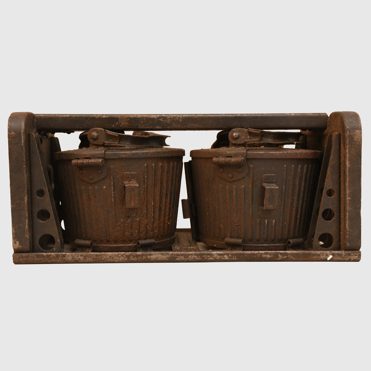 GERMAN WWII MG34 DOUBLE DRUM MAGAZINES AND CARRIER