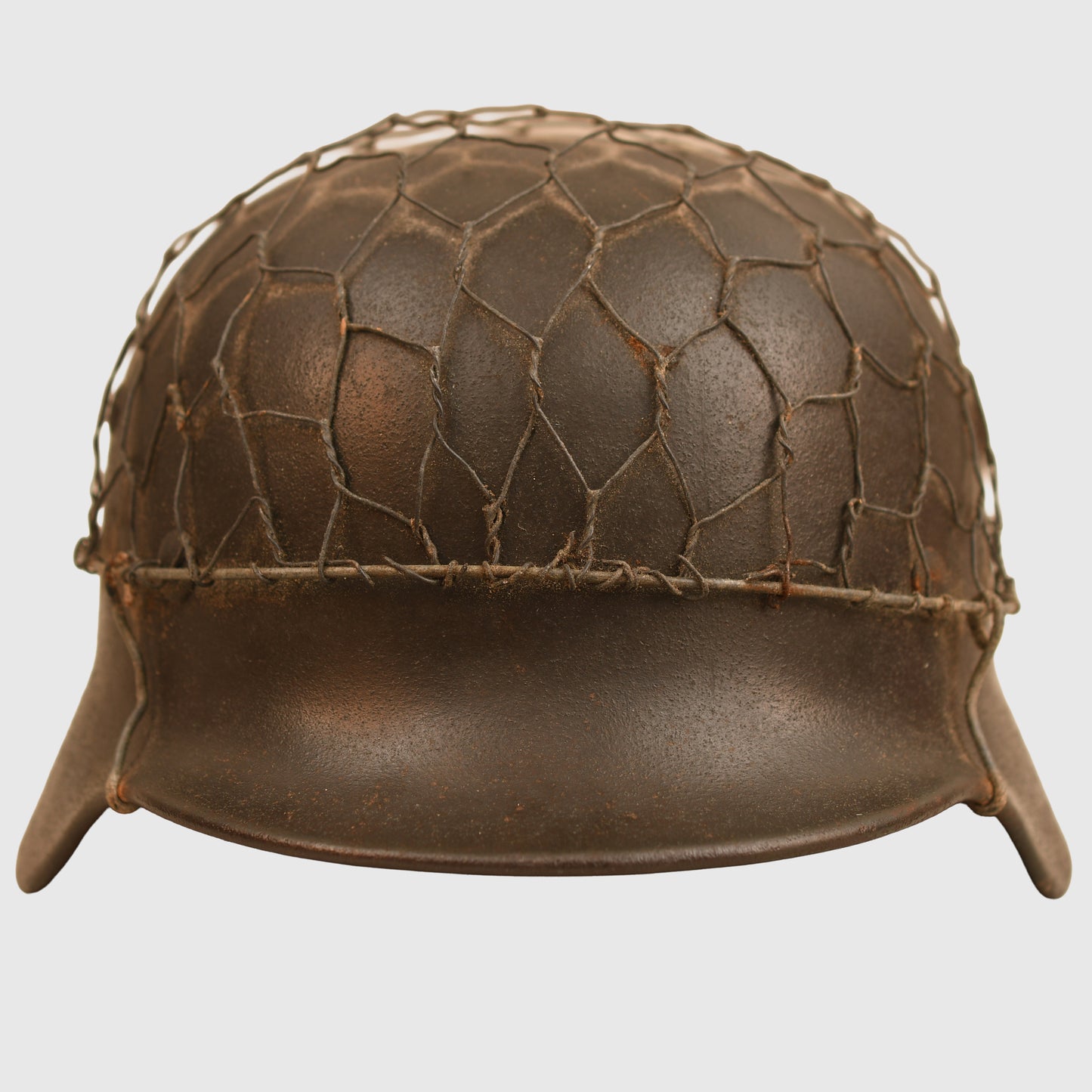 German WWII Army or SS M35 Combat Helmet with Wire Cover