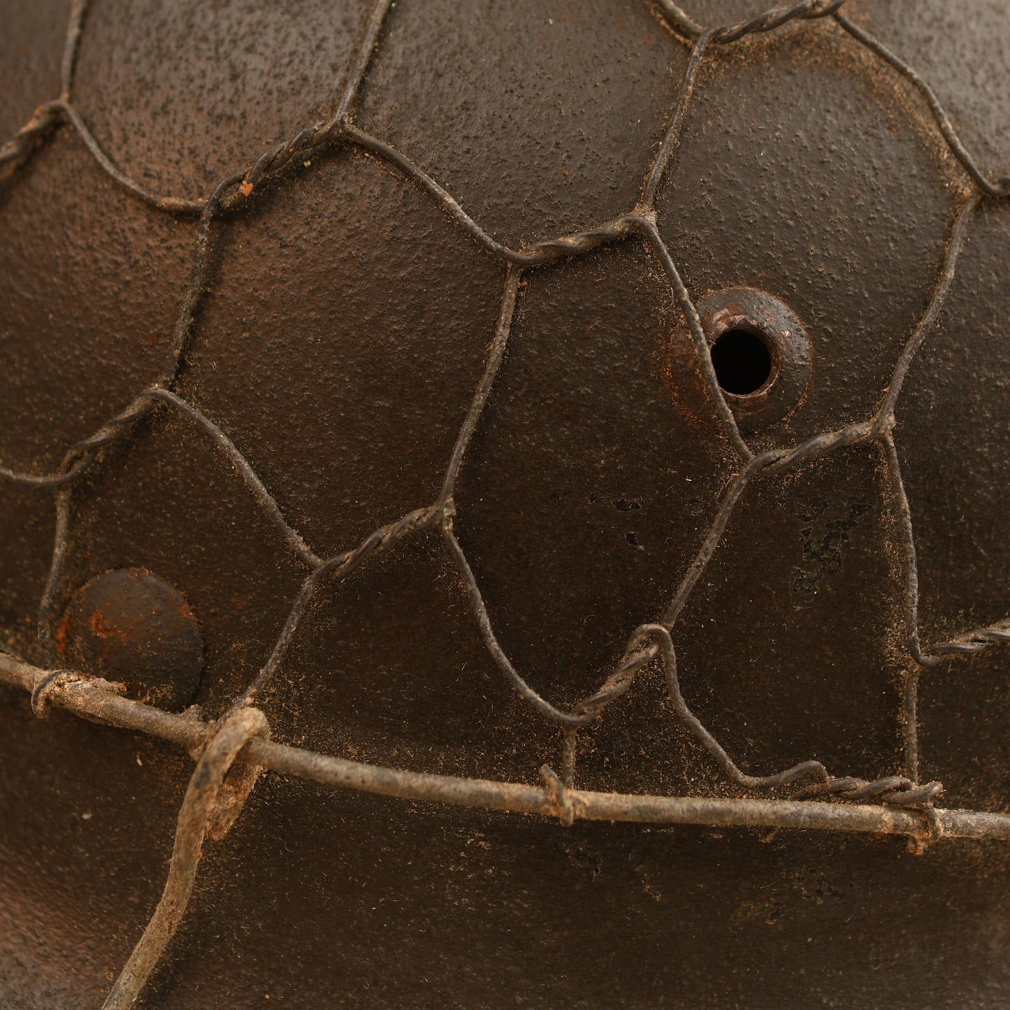 German WWII Army or SS M35 Combat Helmet with Wire Cover