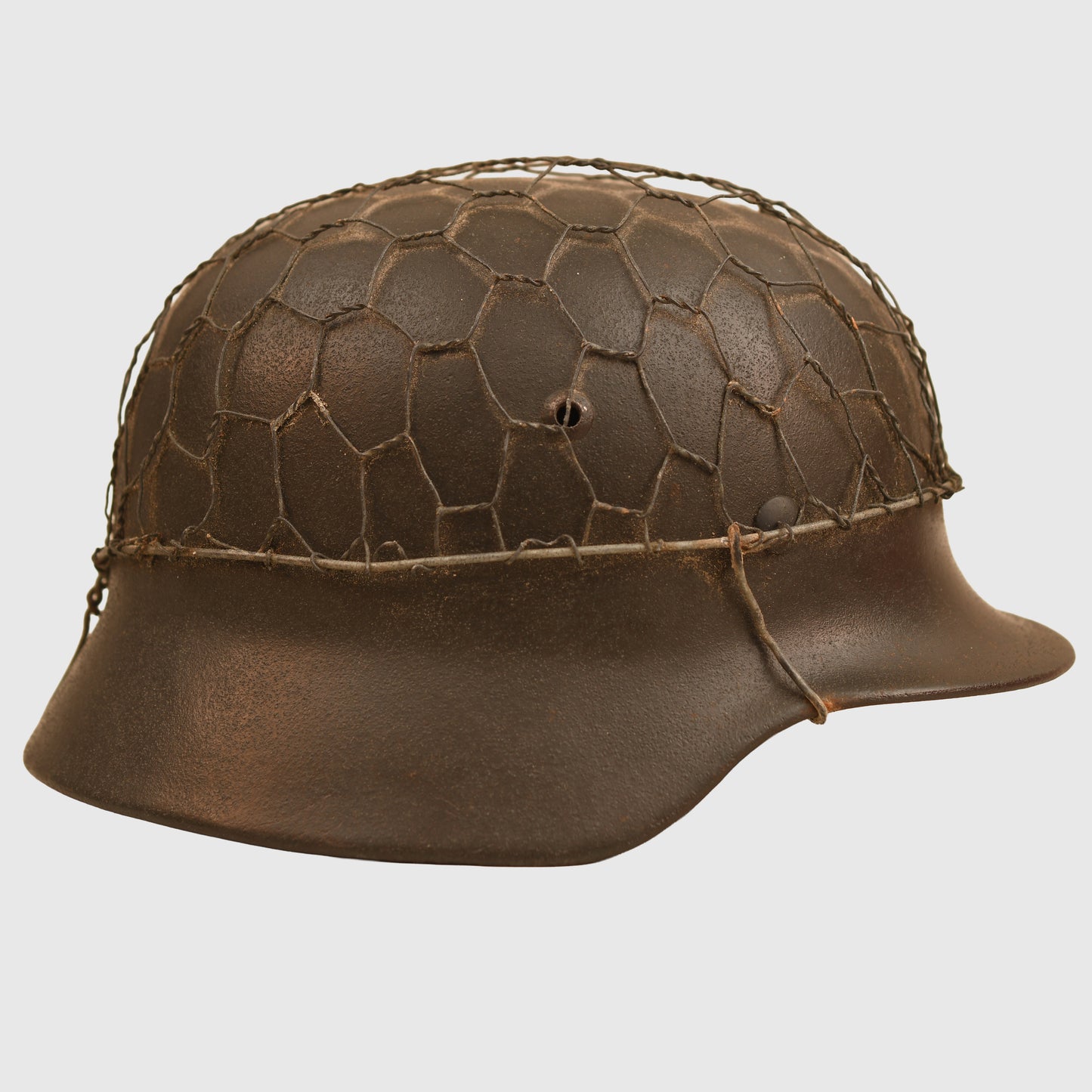 German WWII Army or SS M35 Combat Helmet with Wire Cover
