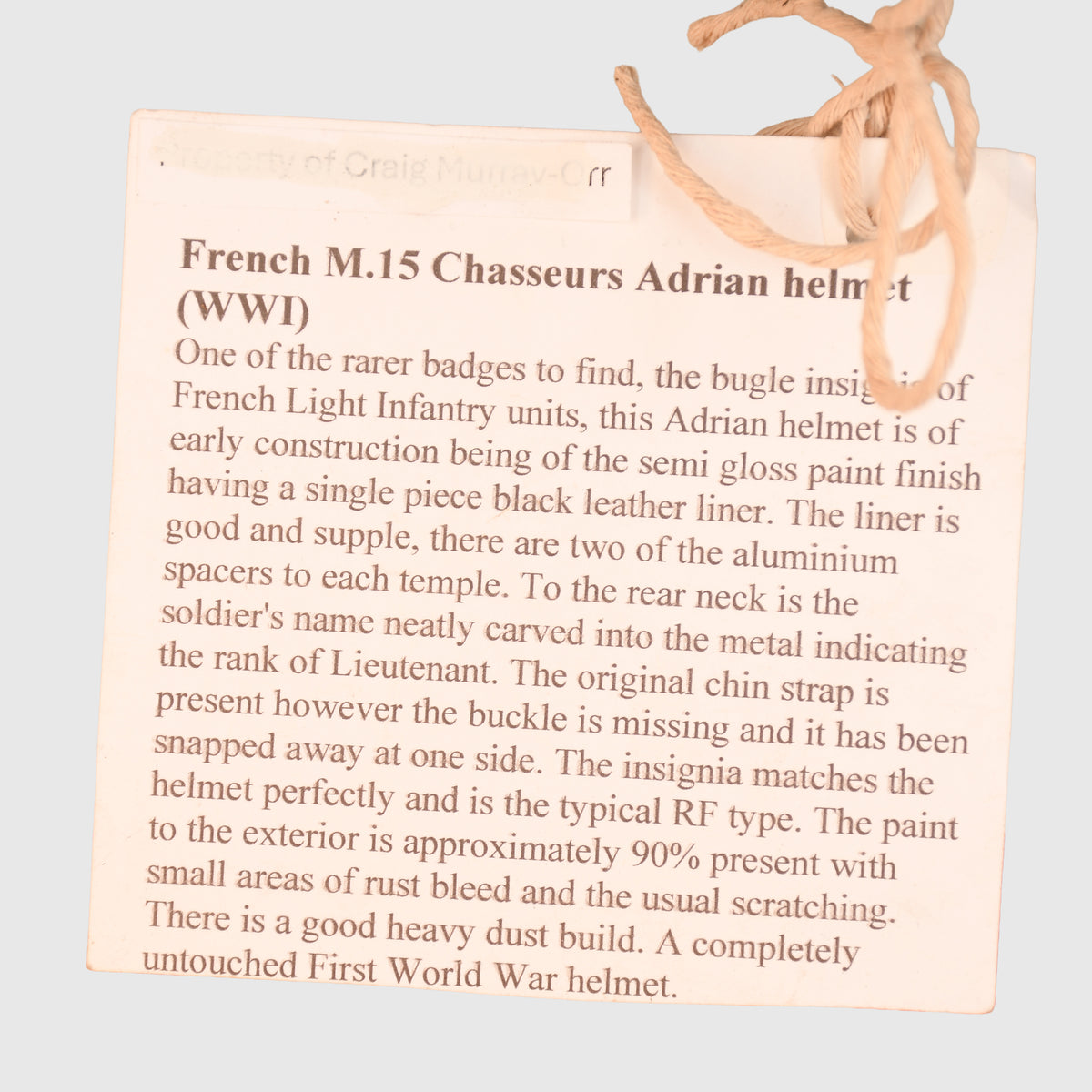 FRENCH WWI CHASSEURS HELMET