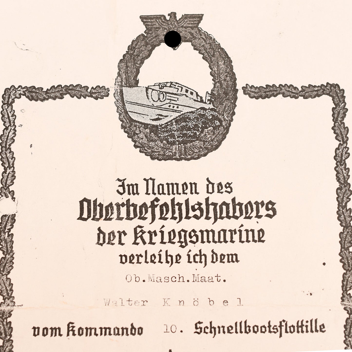 GERMAN WWII KRIEGSMARINE E BOAT BADGE