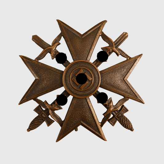 GERMAN WWII SPANISH CROSS IN BRONZE WITH SWORDS