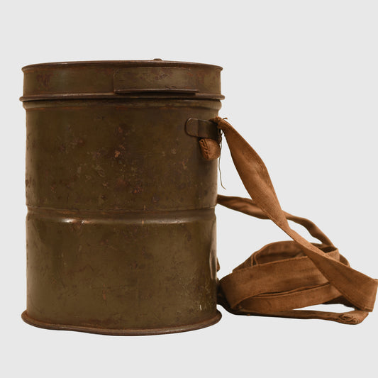 GERMAN WWI 1916 GUMMI MASK TIN AND STRAPPING