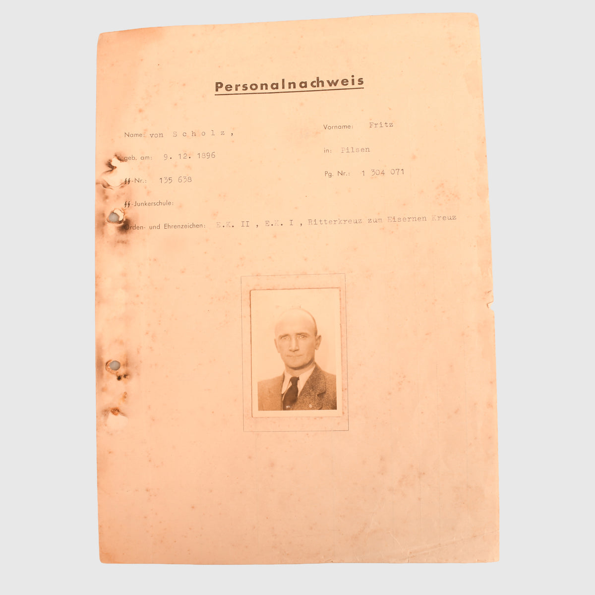 RECOMMENDATION LETTERS FOR THE OAKLEAVES FOR SS BRIGARDEFUHRER FRITZ VON SCHOLZ