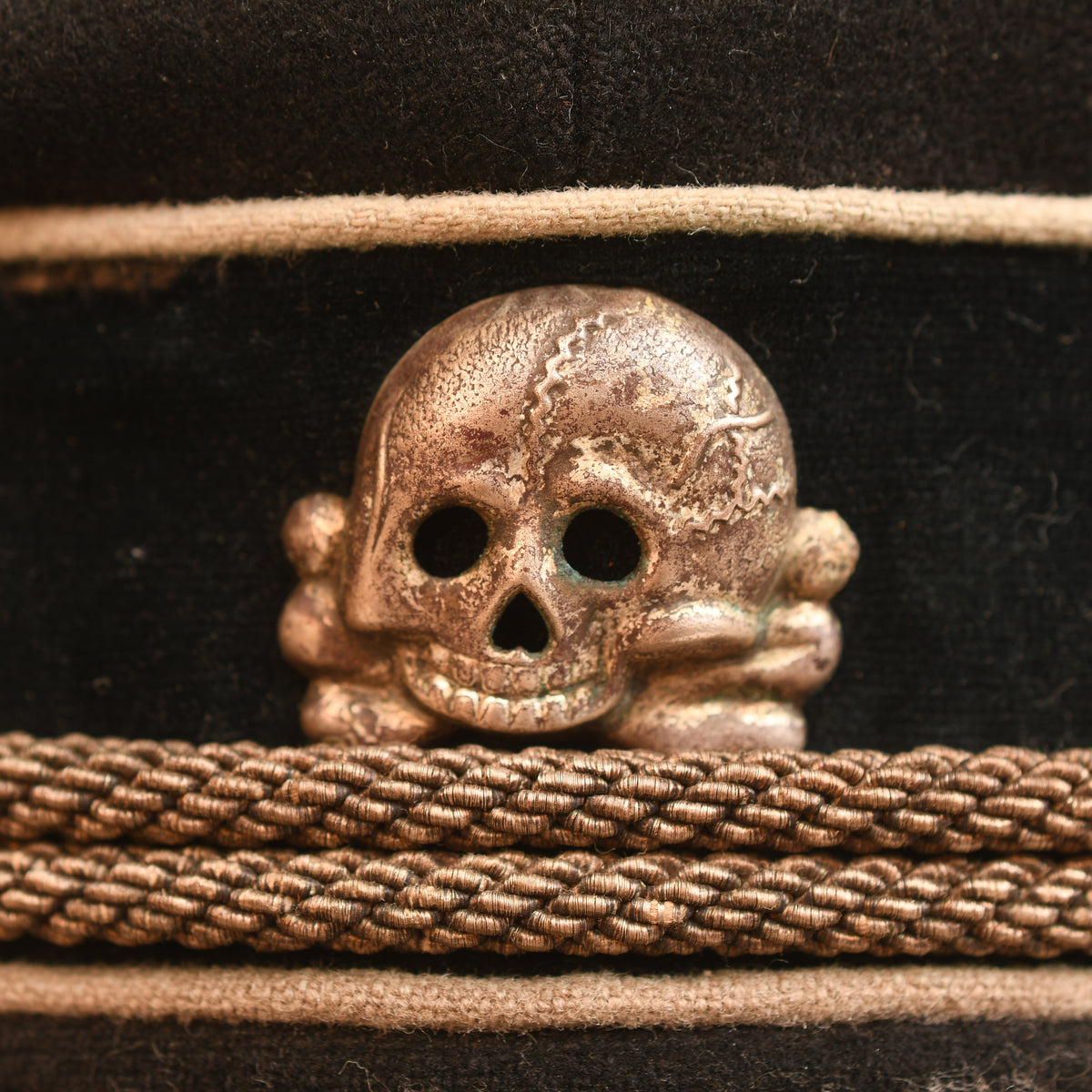GERMAN WWII EARLY ALLGEMEINE SS OFFICERS CRUSHER CAP
