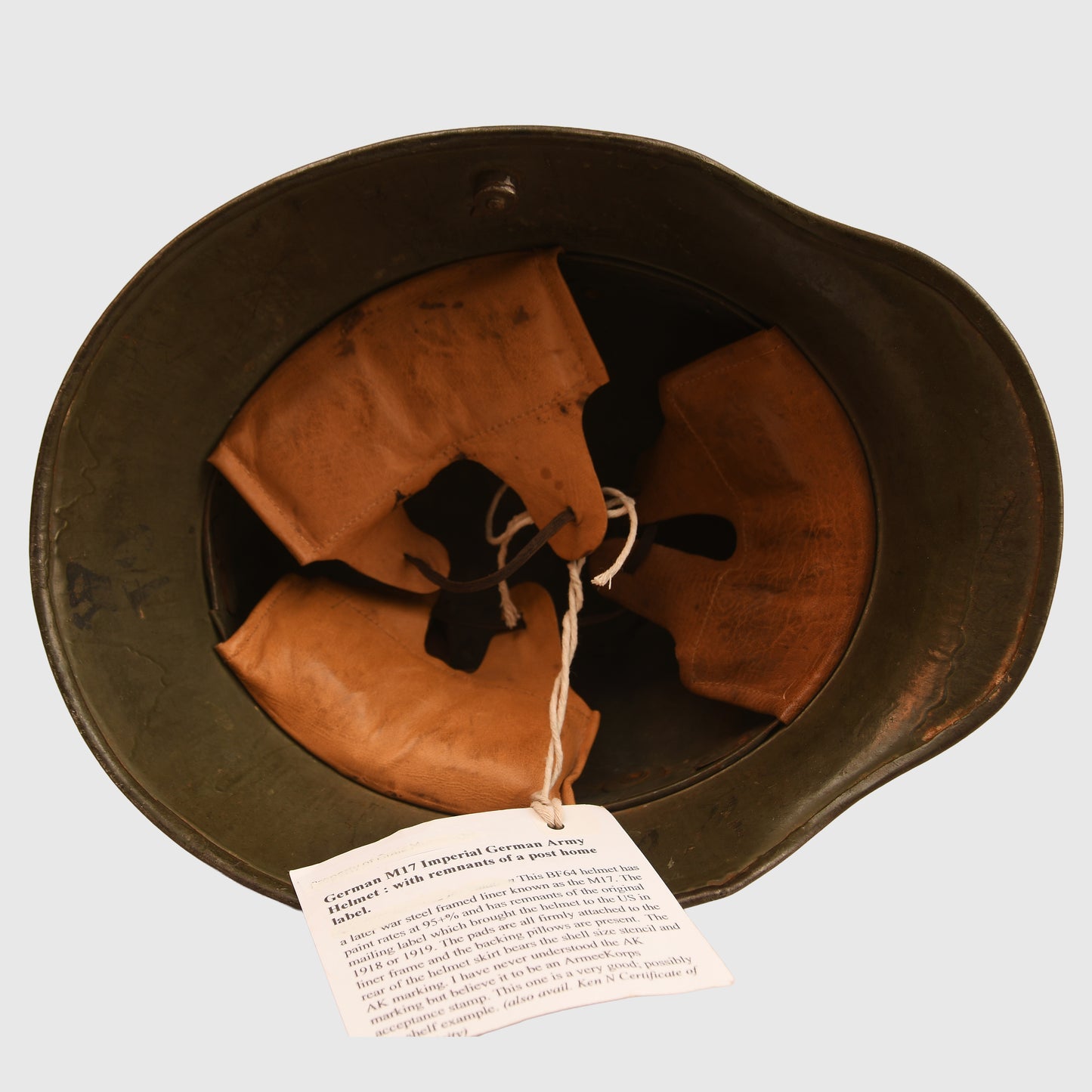 German WWI M17 Helmet with Remains of Post Home Label