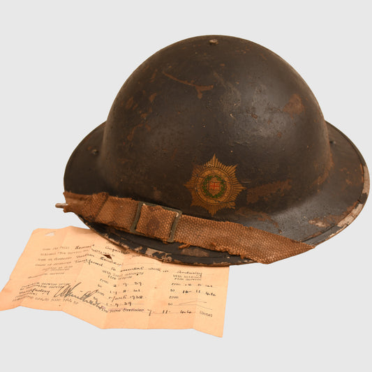 BRITISH WWII NATIONAL FIRE SERVICE BRODIE HELMET - IDENTIFIED
