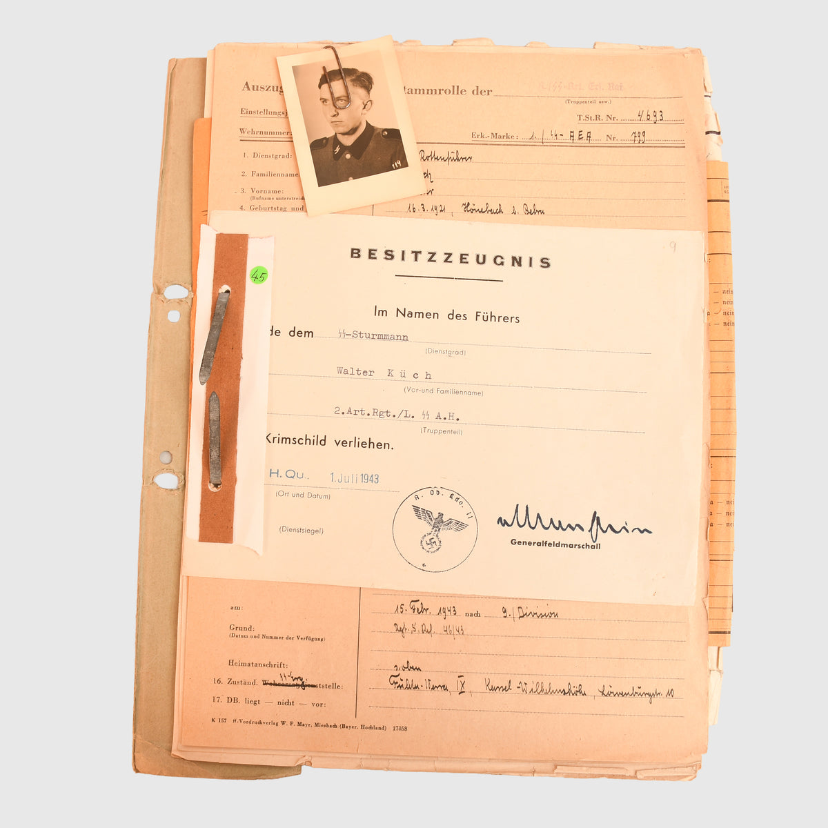 GERMAN WWII LEIBSTANDARTE ADOLF HITLER COMPLETE FILE