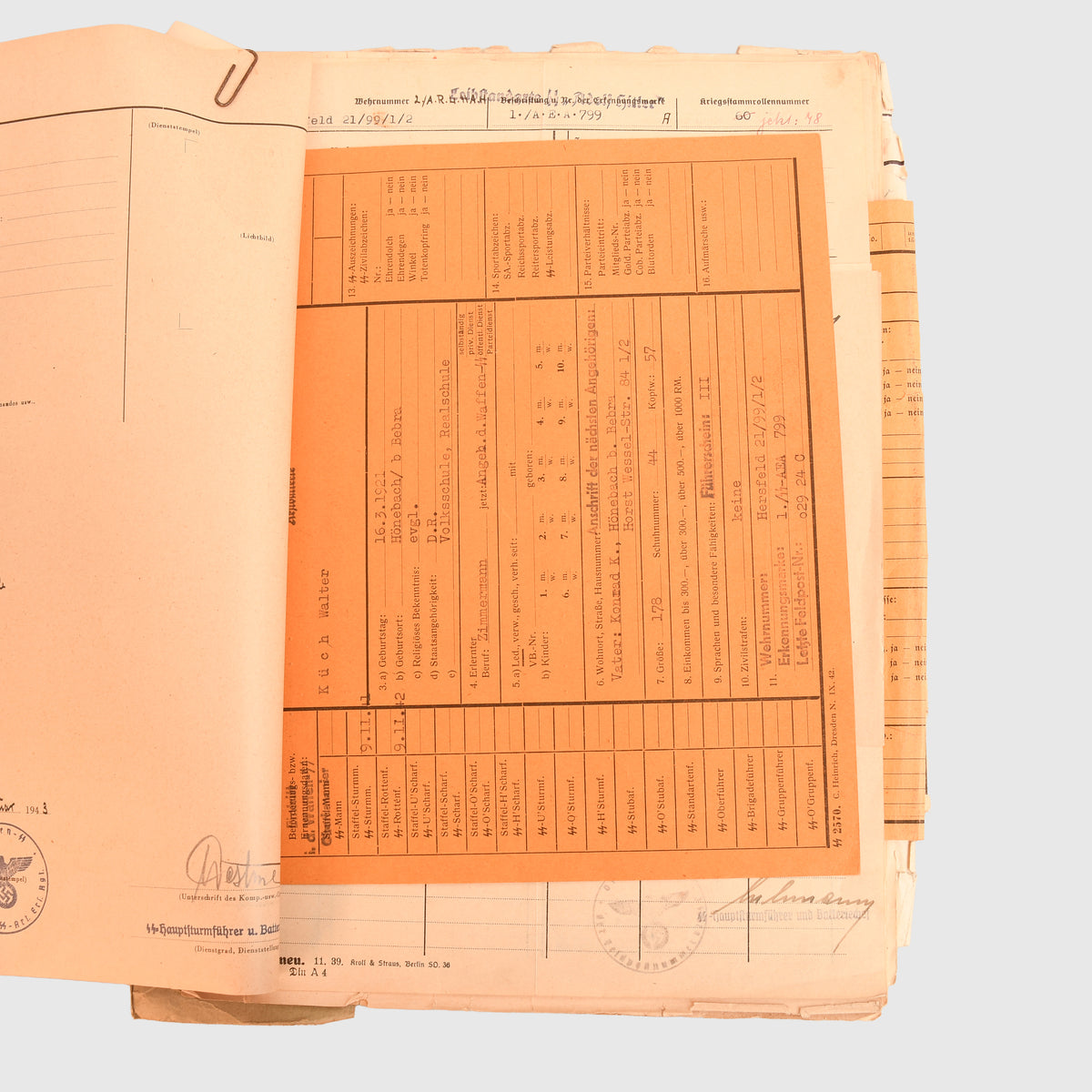 GERMAN WWII LEIBSTANDARTE ADOLF HITLER COMPLETE FILE