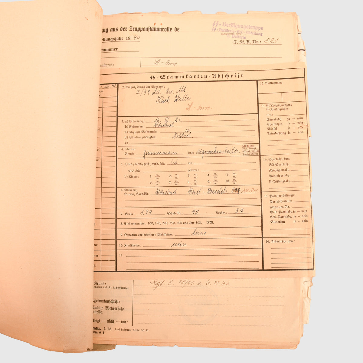 GERMAN WWII LEIBSTANDARTE ADOLF HITLER COMPLETE FILE