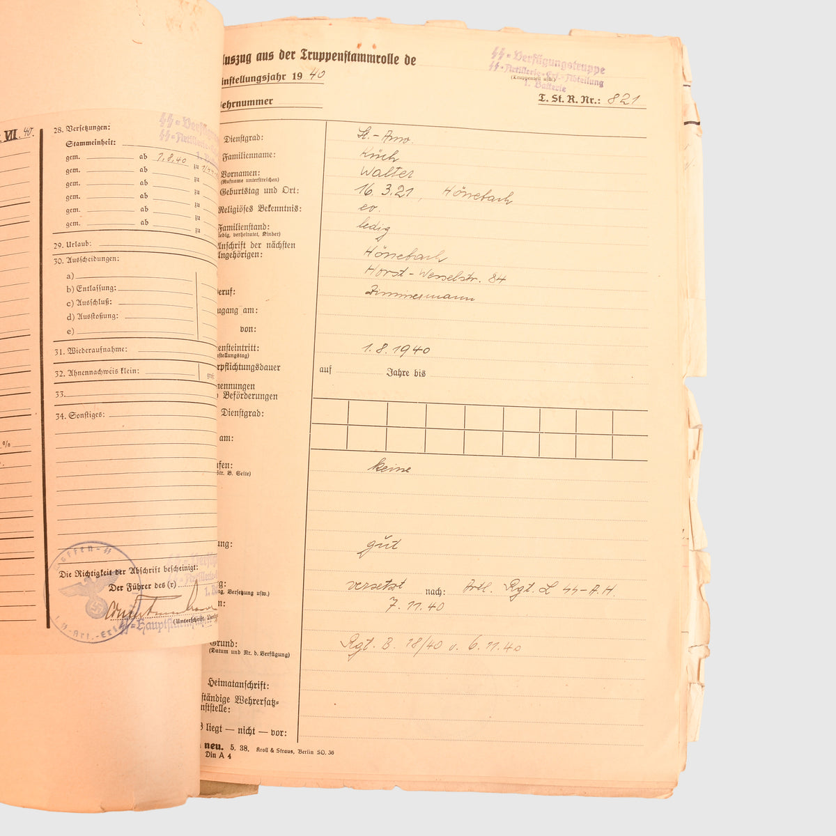 GERMAN WWII LEIBSTANDARTE ADOLF HITLER COMPLETE FILE