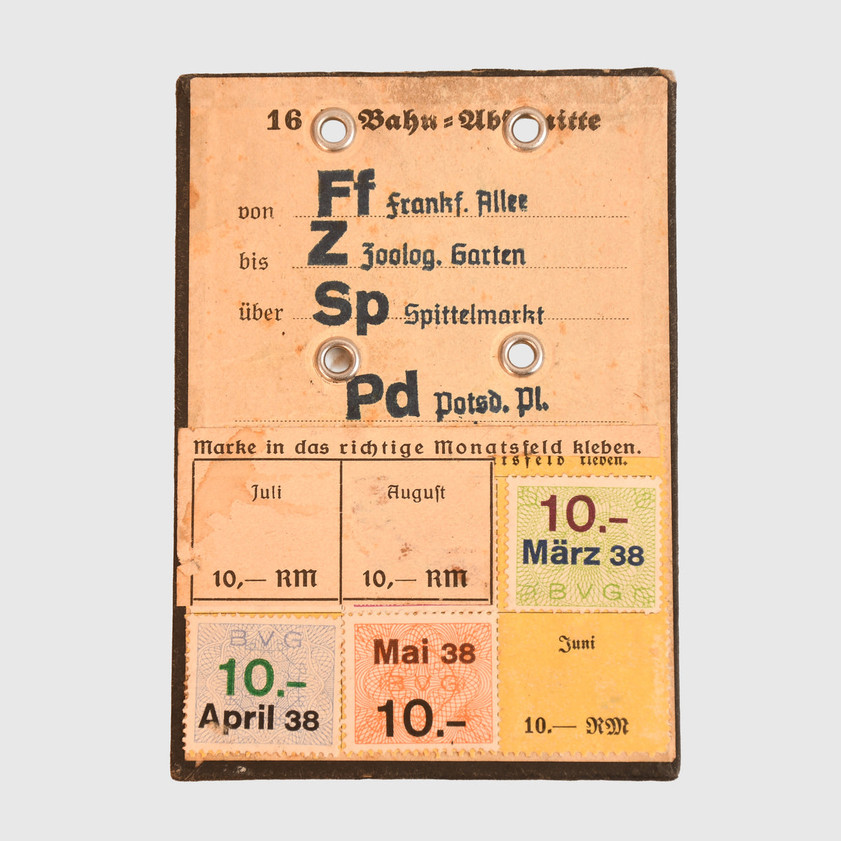 GERMAN WWII GESTAPO/SD BERLIN RAILWAY PASS