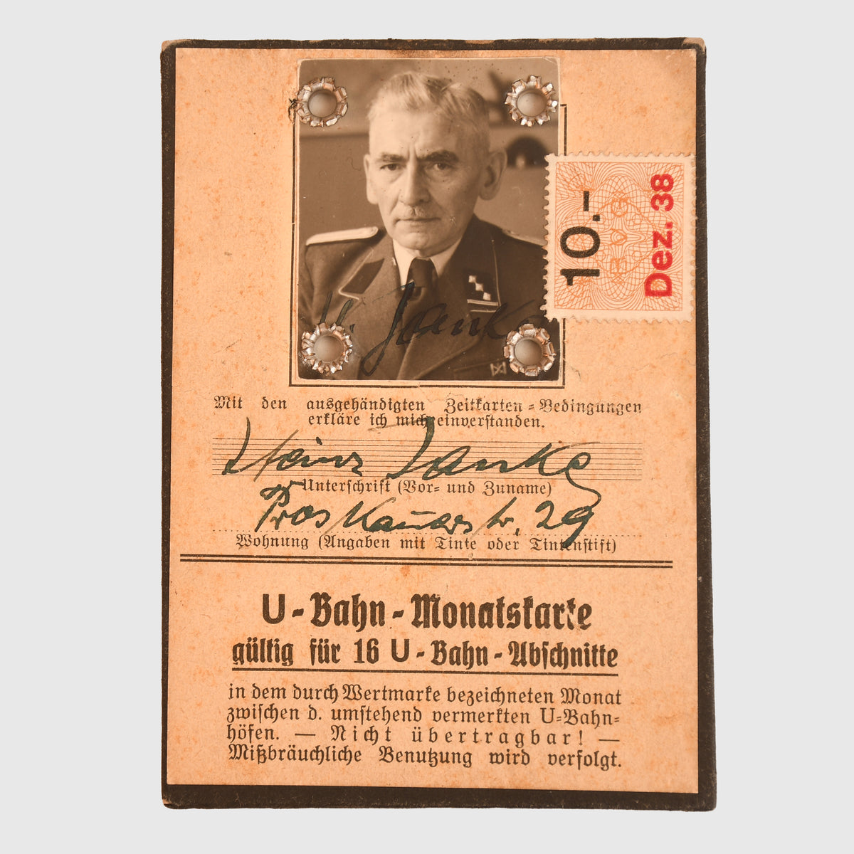 GERMAN WWII GESTAPO/SD BERLIN RAILWAY PASS