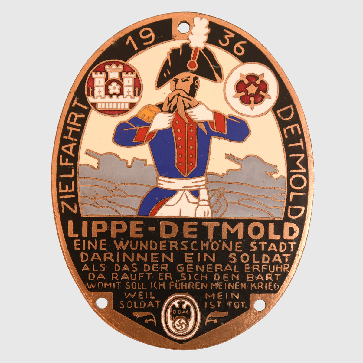 GERMAN WWII LIPPE DETMOLD DDAC 1936 PLAQUE