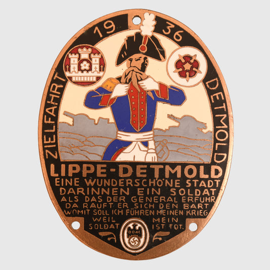 GERMAN WWII LIPPE DETMOLD DDAC 1936 PLAQUE