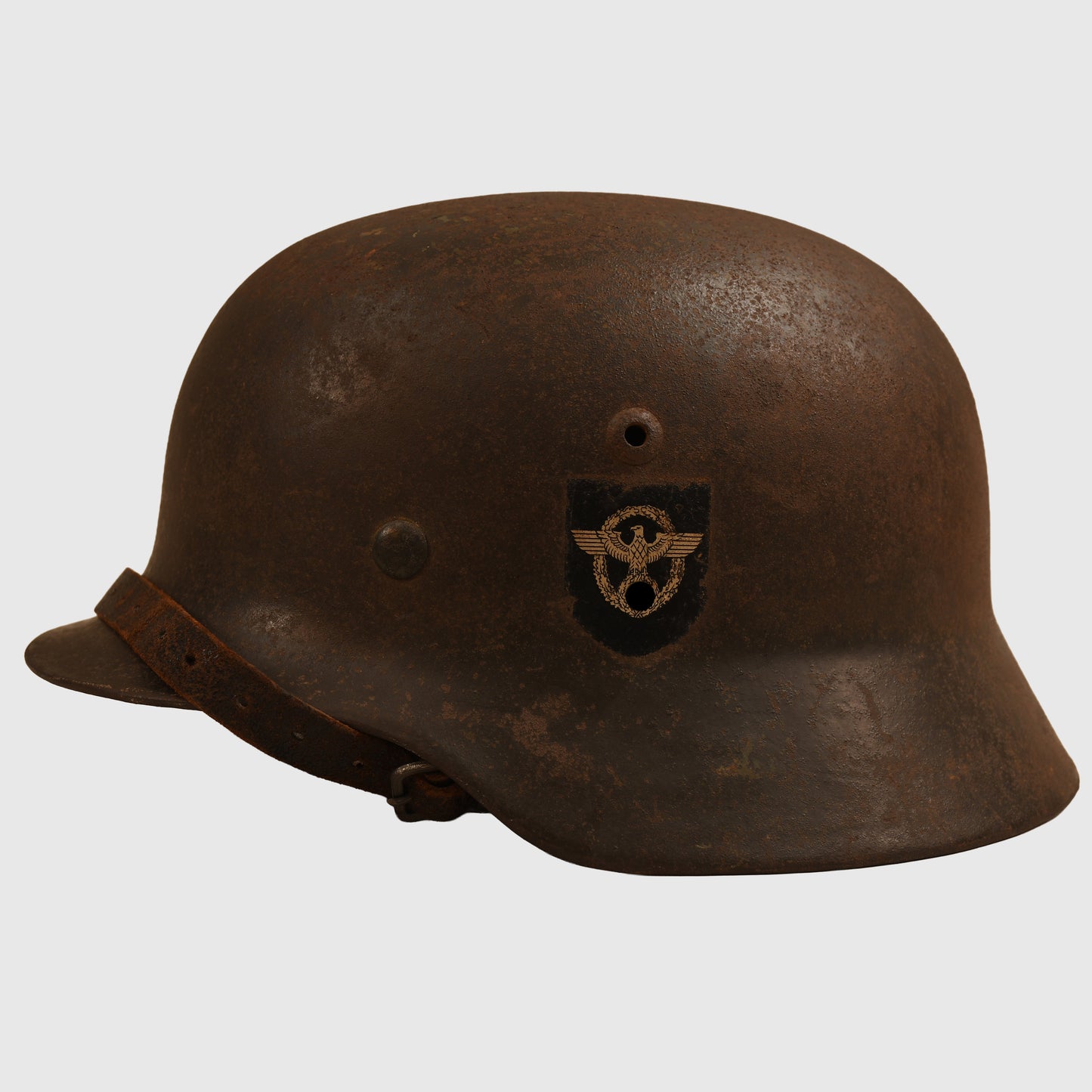 GERMAN WWII POLICE DOUBLE DECAL M35 LARGE SIZE COMBAT HELMET