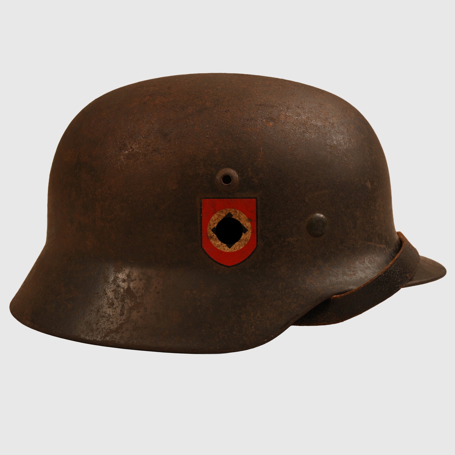 GERMAN WWII POLICE DOUBLE DECAL M35 LARGE SIZE COMBAT HELMET