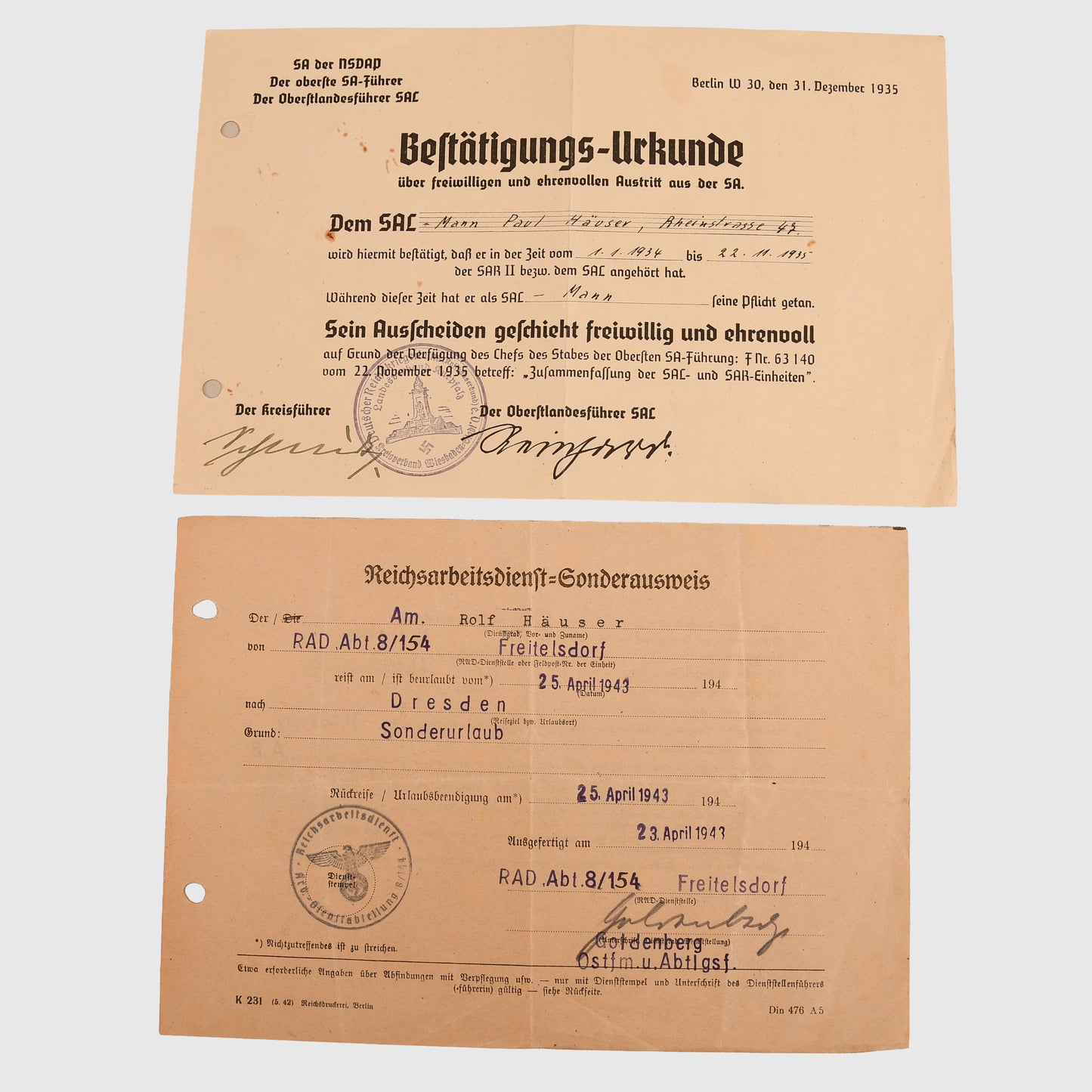 GERMAN WWII DIVISION HERMANN GOERING PAPERWORK