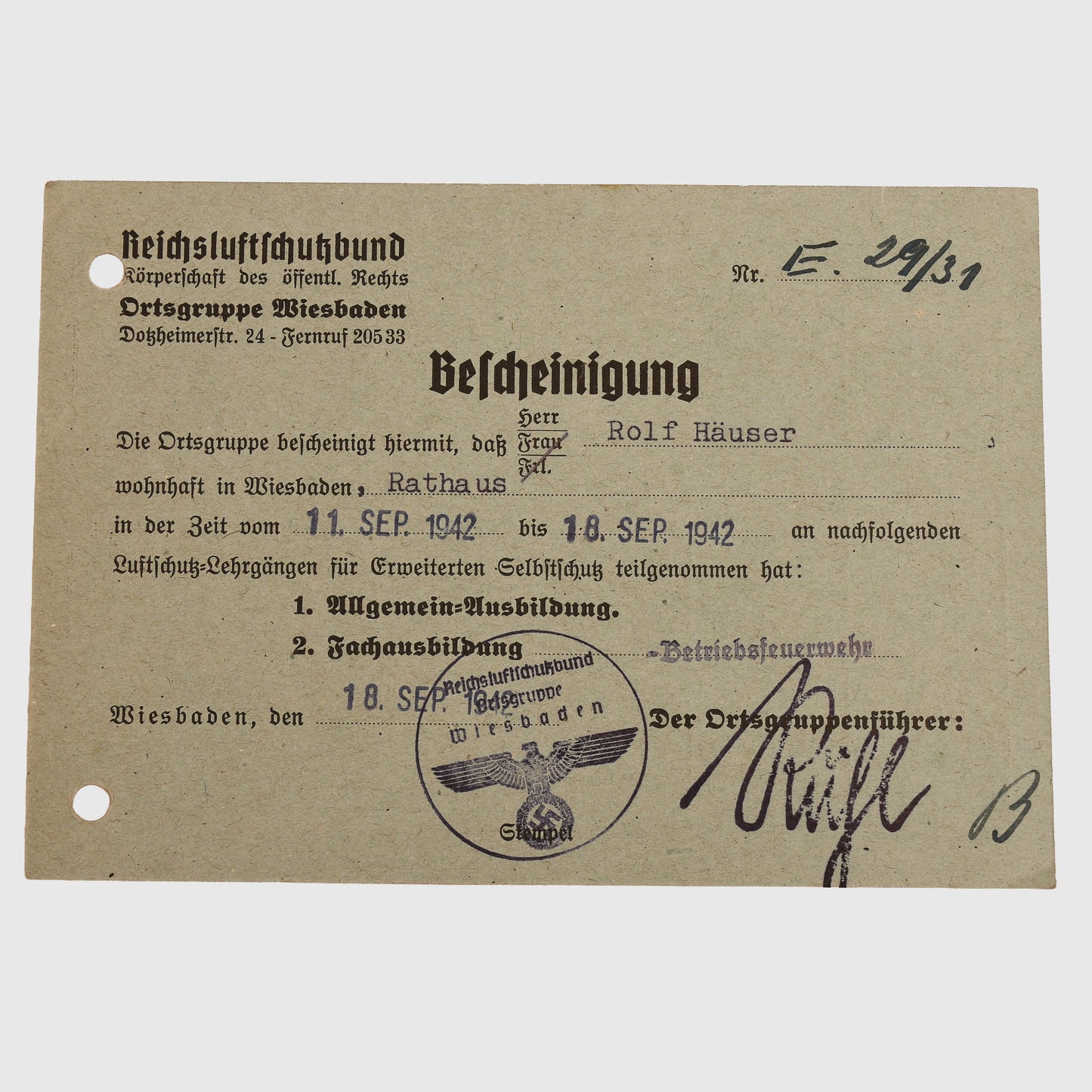 GERMAN WWII DIVISION HERMANN GOERING PAPERWORK