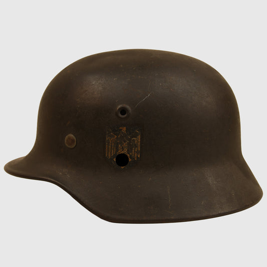 German WWII Single Decal Army M.40 Helmet – Battle Damaged