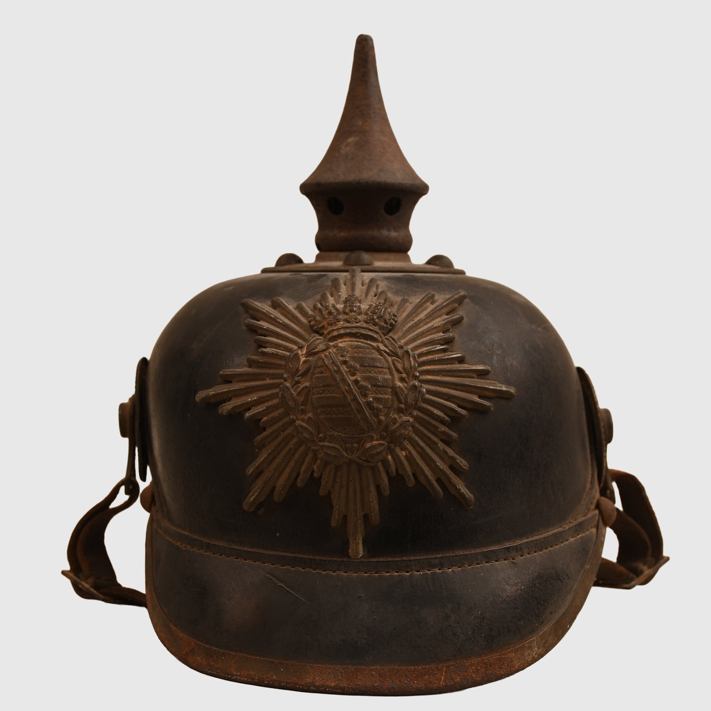 GERMAN WWI BATTLEFIELD PICK-UP UNTOUCHED SAXON ENLISTED RANKS PICKELHAUBE