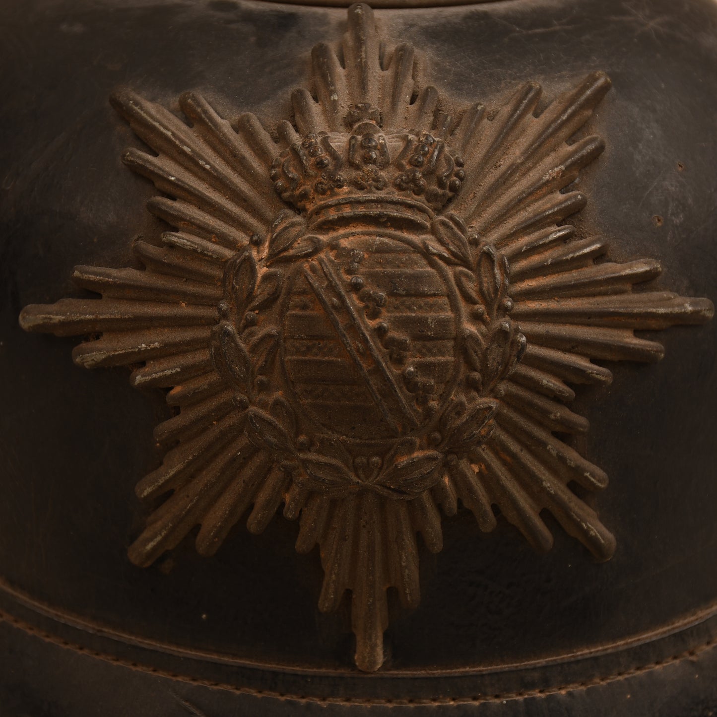 GERMAN WWI BATTLEFIELD PICK-UP UNTOUCHED SAXON ENLISTED RANKS PICKELHAUBE