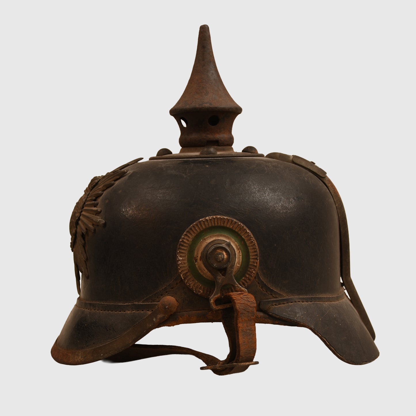 GERMAN WWI BATTLEFIELD PICK-UP UNTOUCHED SAXON ENLISTED RANKS PICKELHAUBE
