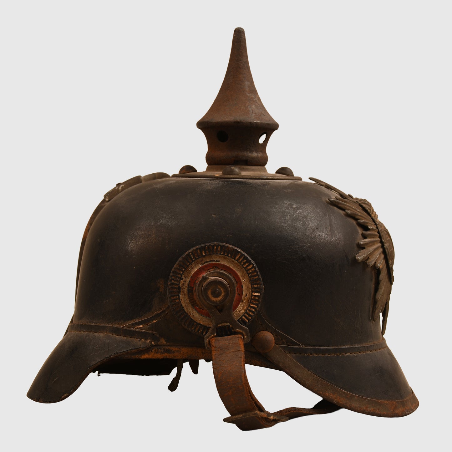 GERMAN WWI BATTLEFIELD PICK-UP UNTOUCHED SAXON ENLISTED RANKS PICKELHAUBE