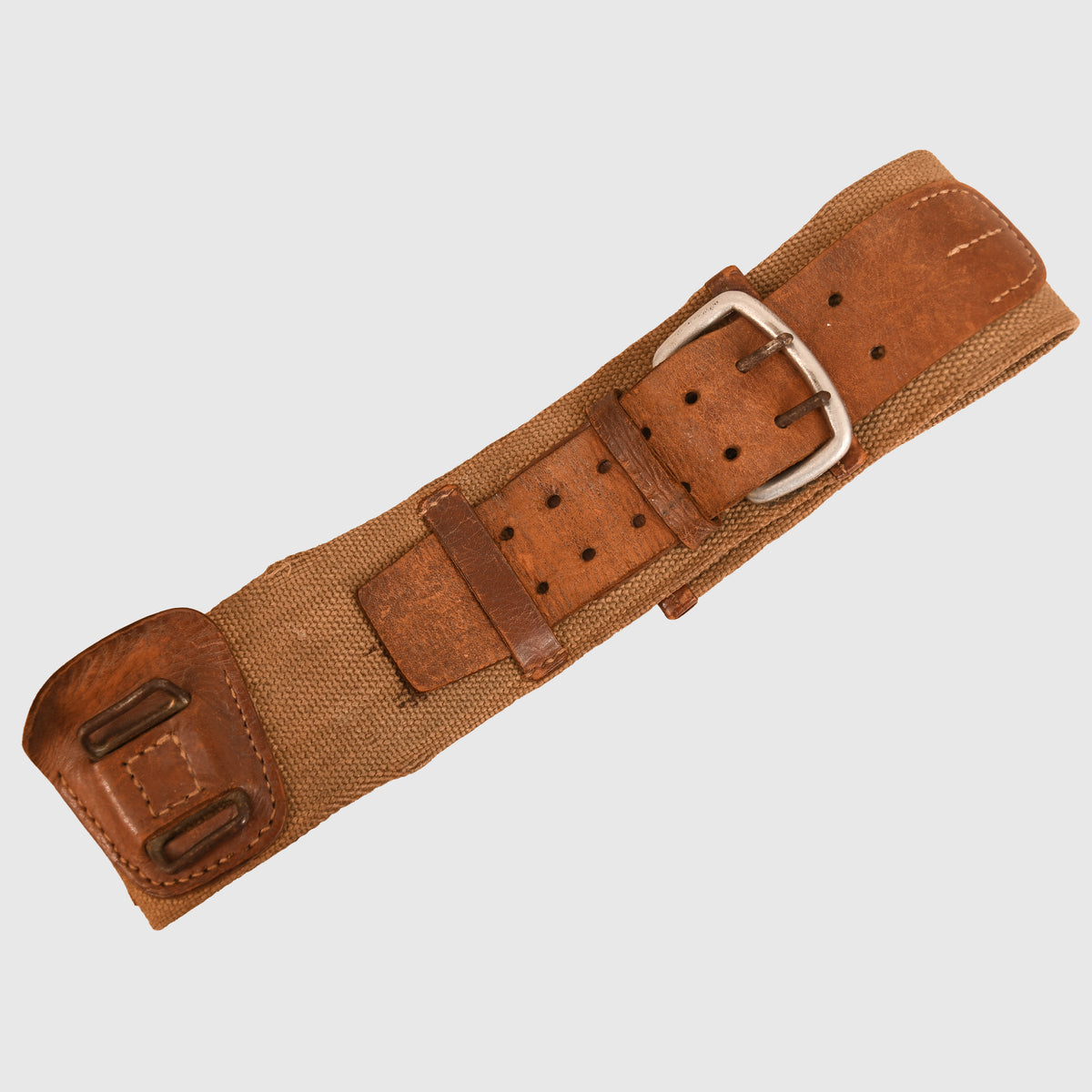 JAPANESE WWII OFFICERS/NCO CANVAS AND LEATHER SWORD BELT