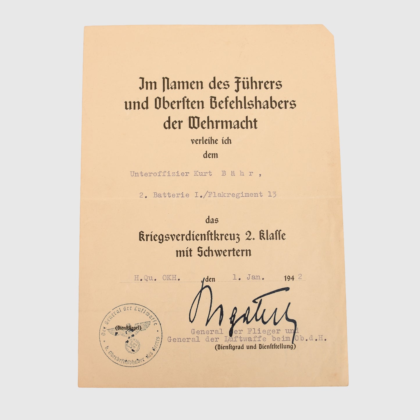 German WWII Luftwaffe Flak Paper Grouping