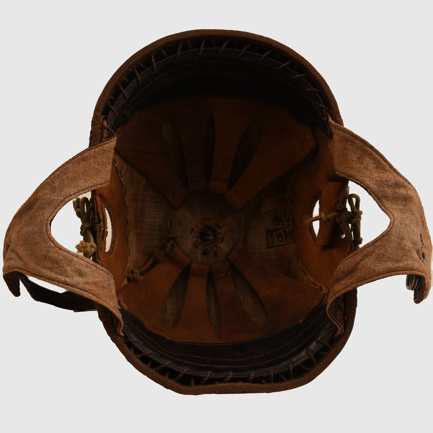 JAPANESE WWII TANKERS HELMET WITH EXTREMELY RARE GOGGLES AND SPARE LENSES