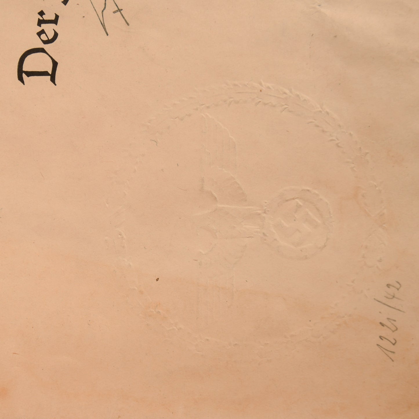 German WWII Adolf Hitler Signed Promotion Document – 1942