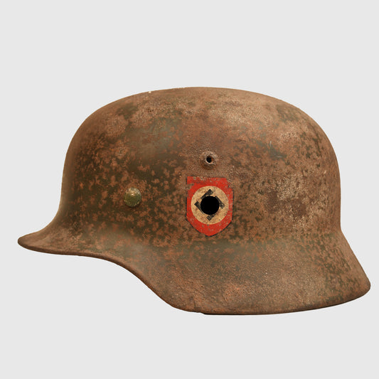 German WWII Barn Find Double Decal SS Helmet