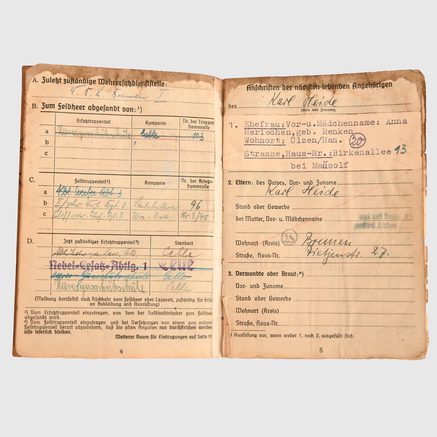 German WWII Chemical Warfare Troops Parade Tunic and Document Grouping