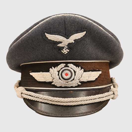 German WWII Luftwaffe Officers Visor Cap with Parade Belt - Erel Marked