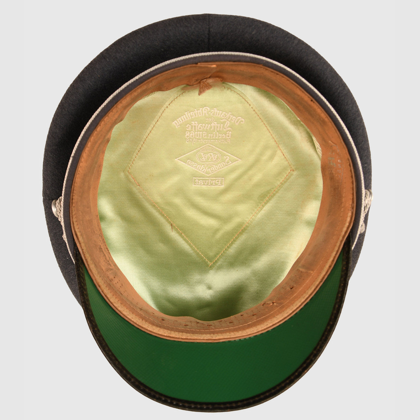 German WWII Luftwaffe Officers Visor Cap with Parade Belt - Erel Marked