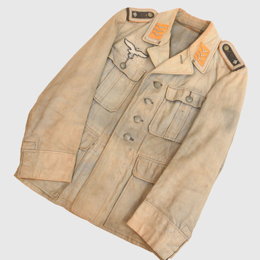 German WWII Luftwaffe Tropical Blue Tunic, Bleached