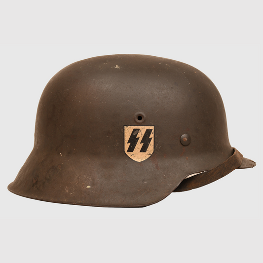German WWII Waffen SS Model 1942 Raw Edge Single Decal Helmet