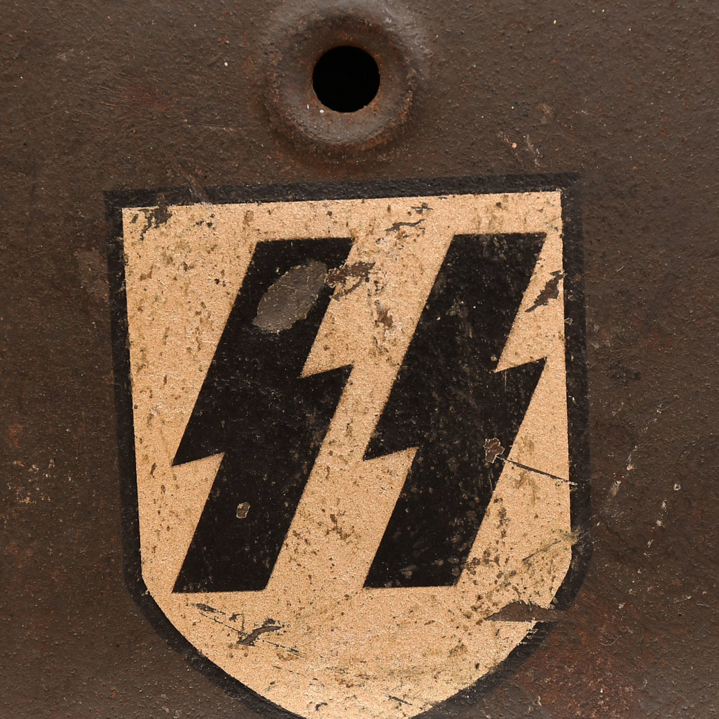 German WWII Waffen SS Model 1942 Raw Edge Single Decal Helmet