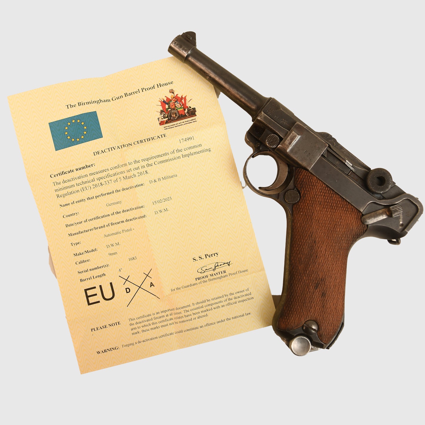 German WWI 1920-Dated DWM Display Piece – Matching Numbers