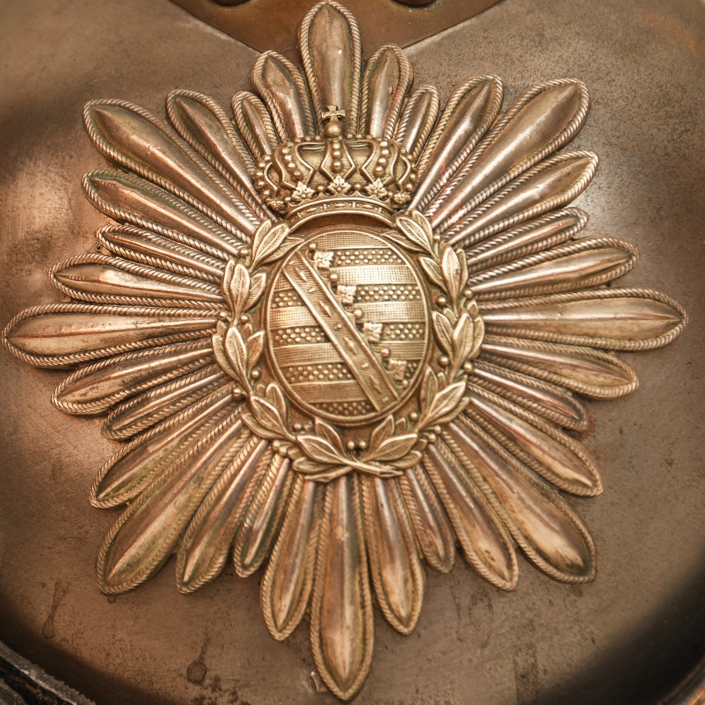 German WWI Saxon Guard Reiter All Steel Heavy Cavalry Helmet